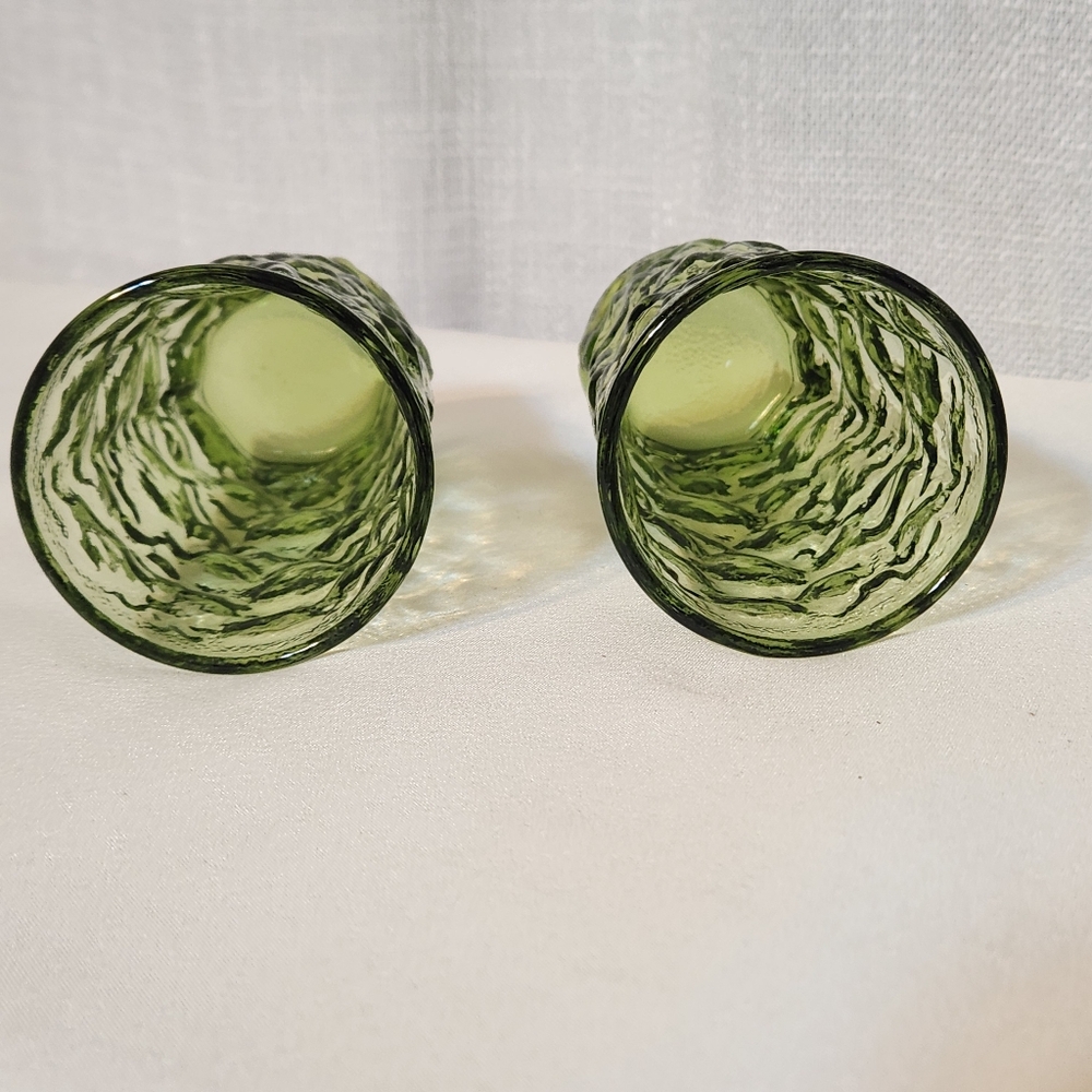 Vintage MCM Avocado Green GLASSES 4 inch Juice Glasses Lot of 2 - Picture 2 of 6